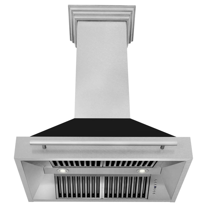 ZLINE 36 Inch DuraSnow® Stainless Steel Range Hood with Black Matte Shell, 8654SNX-BLM-36