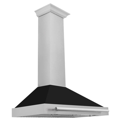 ZLINE 36 Inch DuraSnow® Stainless Steel Range Hood with Black Matte Shell and Stainless Steel Handle, KB4SNX-BLM-36