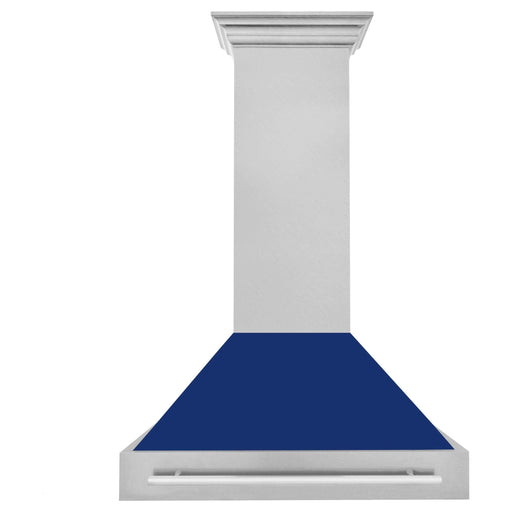 ZLINE 36 Inch DuraSnow® Stainless Steel Range Hood with Blue Gloss Shell, 8654SNX-BG-36