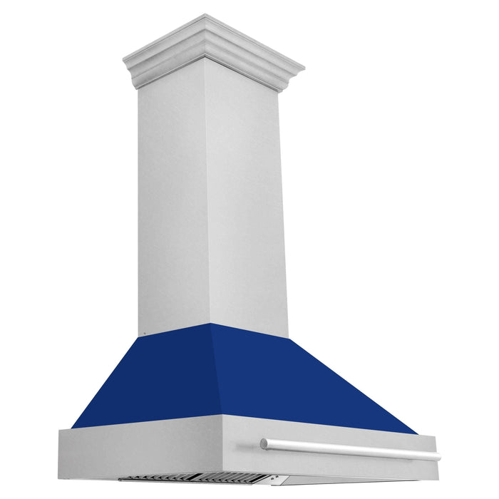 ZLINE 36 Inch DuraSnow® Stainless Steel Range Hood with Blue Gloss Shell, 8654SNX-BG-36