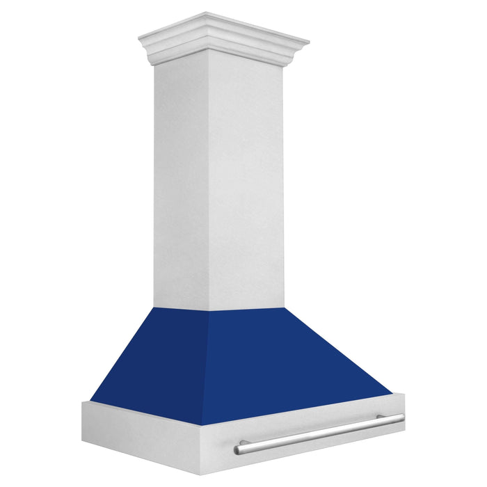 ZLINE 36 Inch DuraSnow® Stainless Steel Range Hood with Blue Gloss Shell, 8654SNX-BG-36