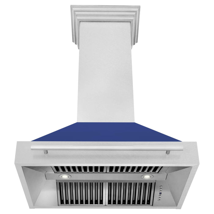 ZLINE 36 Inch DuraSnow® Stainless Steel Range Hood with Blue Matte Shell, 8654SNX-BM-36