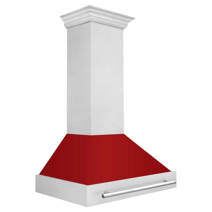 ZLINE 36 Inch DuraSnow® Stainless Steel Range Hood with Red Gloss Shell, 8654SNX-RG-36