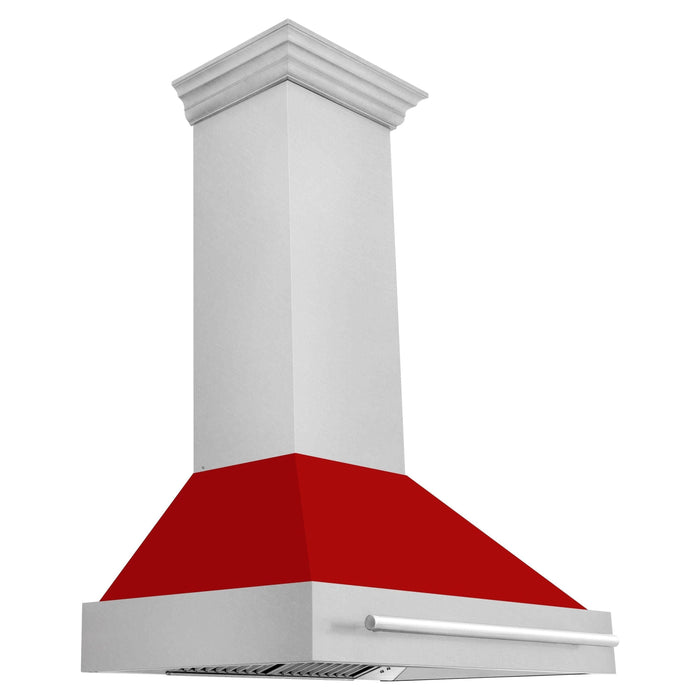 ZLINE 36 Inch DuraSnow® Stainless Steel Range Hood with Red Matte Shell, 8654SNX-RM-36