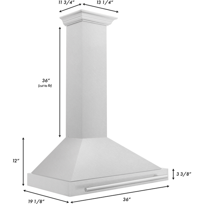 ZLINE 36 Inch DuraSnow® Stainless Steel Range Hood with Stainless Steel Handle, KB4SNX-36