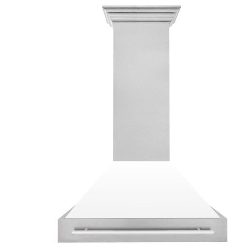 ZLINE 36 Inch DuraSnow Stainless Steel Range Hood with White Matte Shell 8654SNX-WM-36