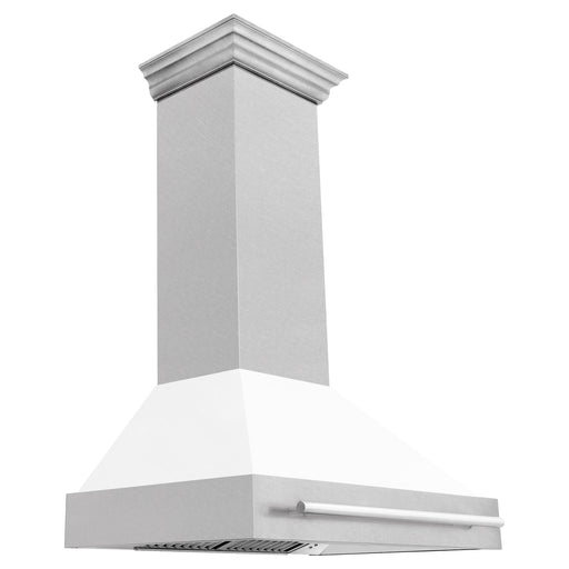 ZLINE 36 Inch DuraSnow Stainless Steel Range Hood with White Matte Shell 8654SNX-WM-36