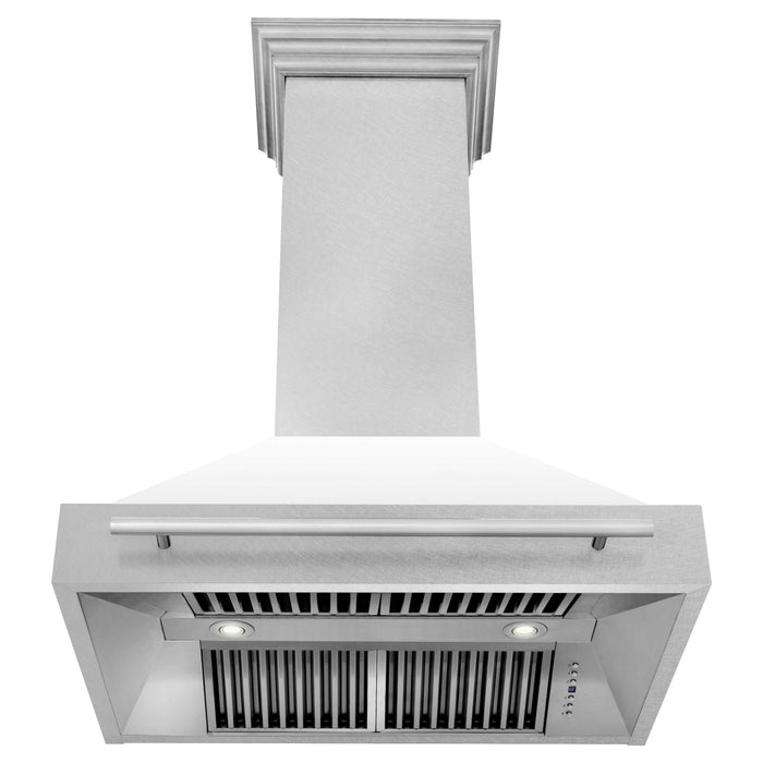 ZLINE 36 Inch DuraSnow Stainless Steel Range Hood with White Matte Shell 8654SNX-WM-36