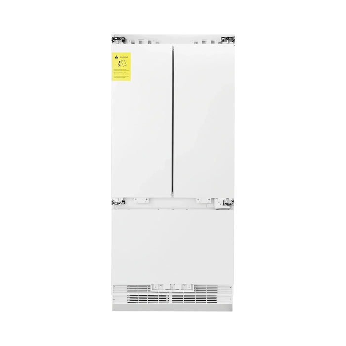 ZLINE 36-Inch Panel Ready 19.6 cu. Ft. Built-In 3-Door French Door Refrigerator with Internal Water and Ice Dispenser (RBIV-36)