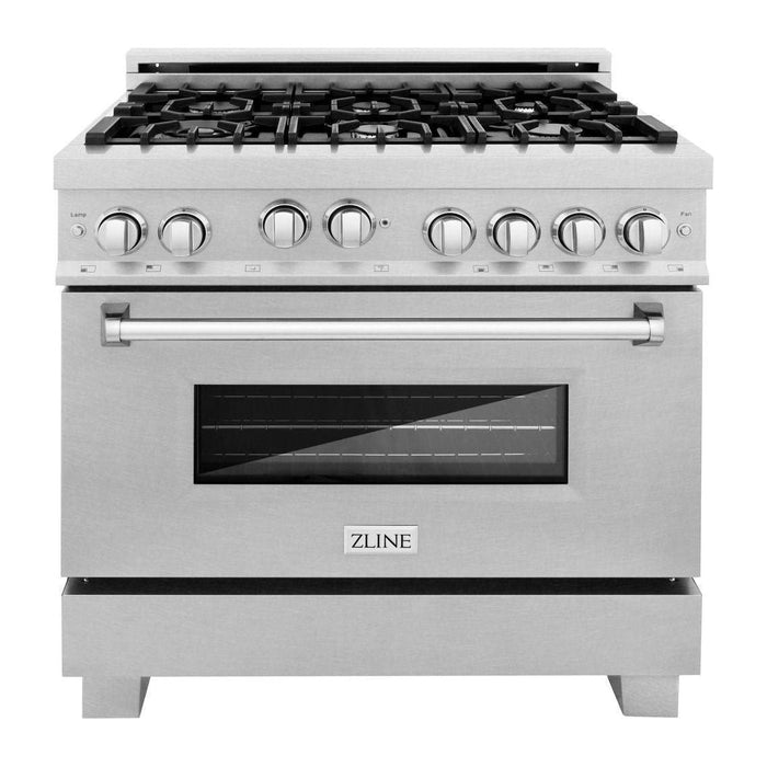 ZLINE 36-Inch Professional 4.6 Cu. Ft. 4 Gas On Gas Range In DuraSnow Stainless Steel (RGS-SN-36)