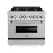 ZLINE 36-Inch Professional 4.6 Cu. Ft. 6 Dual Fuel Range In DuraSnow Stainless Steel With Brass Burners RAS-SN-BR-36