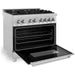 ZLINE 36-Inch Professional 4.6 Cu. Ft. 6 Dual Fuel Range In DuraSnow Stainless Steel With Brass Burners RAS-SN-BR-36