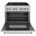 ZLINE 36-Inch Professional 4.6 Cu. Ft. 6 Dual Fuel Range In DuraSnow Stainless Steel With Brass Burners RAS-SN-BR-36