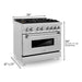 ZLINE 36-Inch Professional 4.6 Cu. Ft. 6 Dual Fuel Range In DuraSnow Stainless Steel With Brass Burners RAS-SN-BR-36