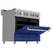 ZLINE 36-Inch Professional Dual Fuel Range In DuraSnow Stainless with Blue Gloss Door RAS-BG-36