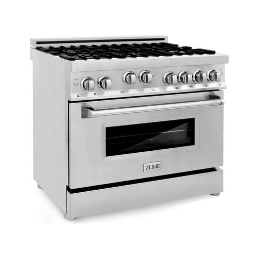 ZLINE 36 Inch Professional Gas Burner and Gas Oven Range In Stainless Steel RG36