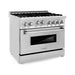 ZLINE 36 Inch Professional Gas Burner and Gas Oven Range In Stainless Steel RG36