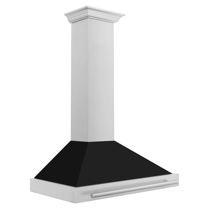 ZLINE 36 Inch Stainless Steel Range Hood with Black Matte Shell and Stainless Steel Handle, KB4STX-BLM-36