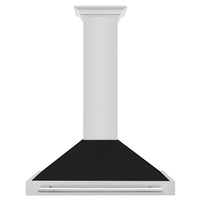 ZLINE 36 Inch Stainless Steel Range Hood with Black Matte Shell and Stainless Steel Handle, KB4STX-BLM-36