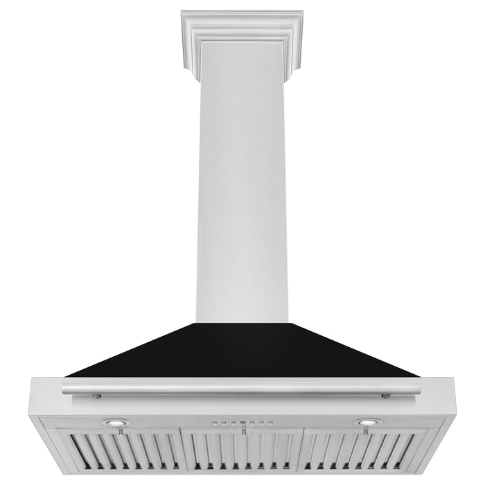 ZLINE 36 Inch Stainless Steel Range Hood with Black Matte Shell and Stainless Steel Handle, KB4STX-BLM-36