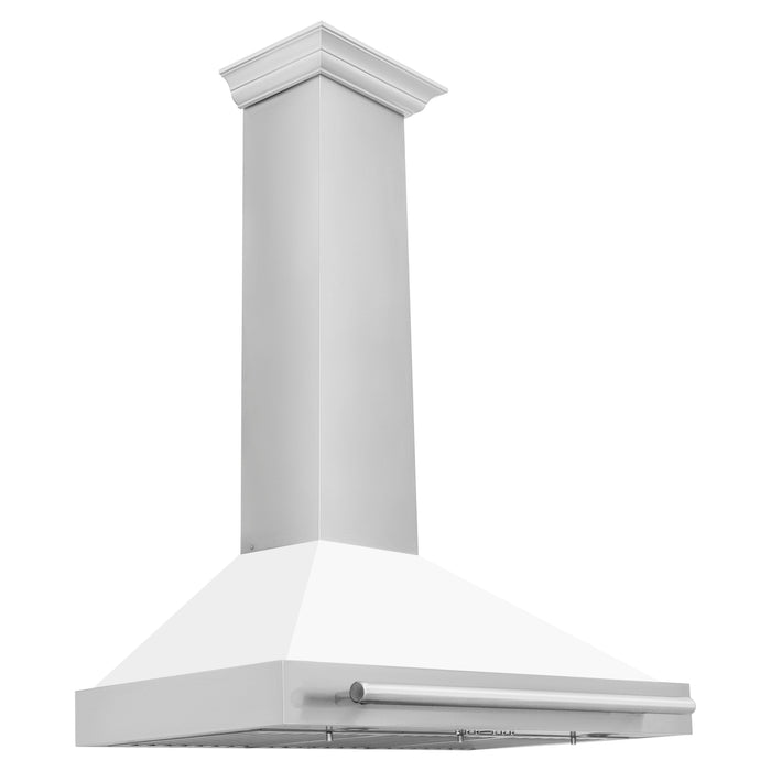 ZLINE 36 Inch Stainless Steel Range Hood with White Matte Shell and Stainless Steel Handle, KB4STX-WM-36