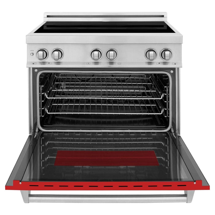 ZLINE 36 Inches 4.6 cu. ft. Induction Range with a 4 Element Stove and Electric Oven in Red Matte, RAIND-RM-36