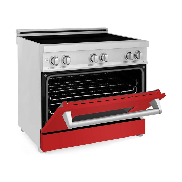 ZLINE 36 Inches 4.6 cu. ft. Induction Range with a 4 Element Stove and Electric Oven in Red Matte, RAIND-RM-36