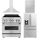 ZLINE 4-Piece Appliance Package - 30 In. Dual Fuel Range, Refrigerator with Water and Ice Dispenser, Range Hood and Dishwasher in Stainless Steel, 4KPRW-RARH30-DWV