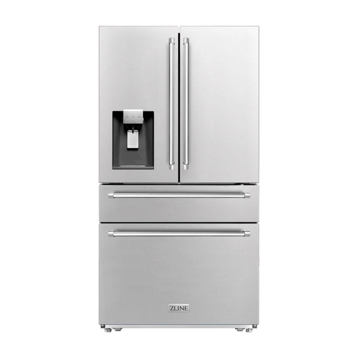 ZLINE 4-Piece Appliance Package - 30 In. Dual Fuel Range, Refrigerator with Water and Ice Dispenser, Range Hood and Dishwasher in Stainless Steel, 4KPRW-RARH30-DWV