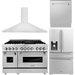 ZLINE 4-Piece Appliance Package - 48 In. Dual Fuel Range, Refrigerator with Water and Ice Dispenser, Range Hood and Dishwasher in Stainless Steel, 4KPRW-RARH48-DWV