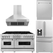 ZLINE 4-Piece Appliance Package - 60 In. Dual Fuel Range, Refrigerator with Water and Ice Dispenser, Range Hood and Dishwasher in Stainless Steel, 4KPRW-RARH60-DWV