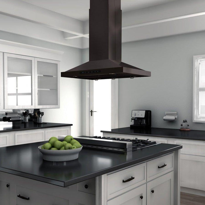 ZLINE 42 in. 400 CFM Island Range Hood Black Stainless Steel BSGL2iN-42