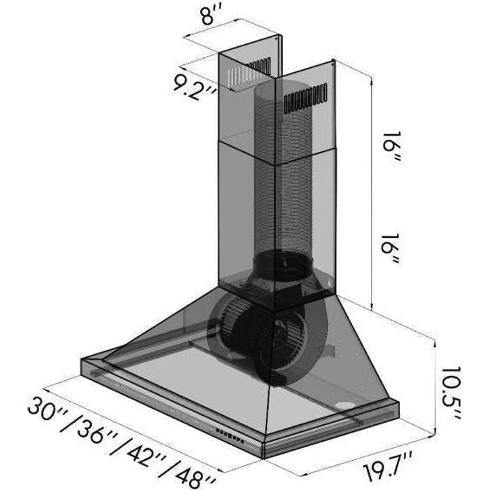 ZLINE 42 in. Convertible Vent Outdoor Approved Wall Mount Range Hood in Stainless Steel, KB-304-42