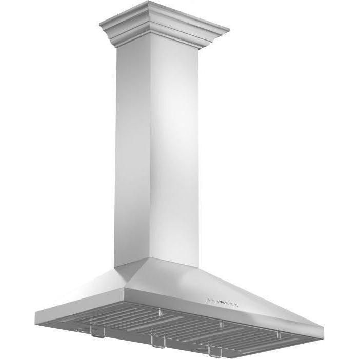 ZLINE 42 in. Convertible Vent Wall Mount Range Hood in Stainless Steel with Crown Molding, KL2CRN-42