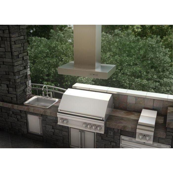 ZLINE 42 In. Ducted Outdoor Island Mount Range Hood In Stainless Steel KECOMi-304-42