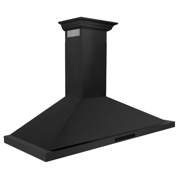 ZLINE 42-Inch Convertible Vent Wall Mount Range Hood in Black Stainless Steel with Crown Molding (BSKBNCRN-42)