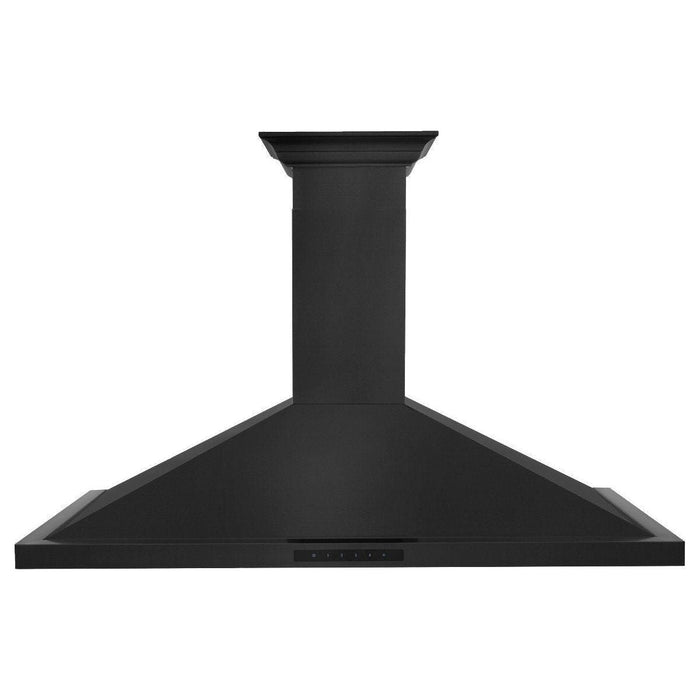 ZLINE 42-Inch Convertible Vent Wall Mount Range Hood in Black Stainless Steel with Crown Molding (BSKBNCRN-42)