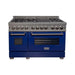 ZLINE 48" Dual Fuel Range with Blue Gloss Door & 48" Range Hood Appliance Package 2KP-RASBGRH48