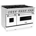 ZLINE 48 In. 6.0 cu. ft. Gas Burner, Electric Oven with Griddle and White Matte Door in DuraSnow® Stainless Steel, RAS-WM-GR-48