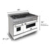 ZLINE 48 In. 6.0 cu. ft. Gas Burner, Electric Oven with Griddle and White Matte Door in DuraSnow® Stainless Steel, RAS-WM-GR-48