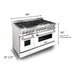 ZLINE 48 In. 6.0 cu. ft. Gas Burner, Electric Oven with Griddle and White Matte Door in Stainless Steel, RA-WM-GR-48