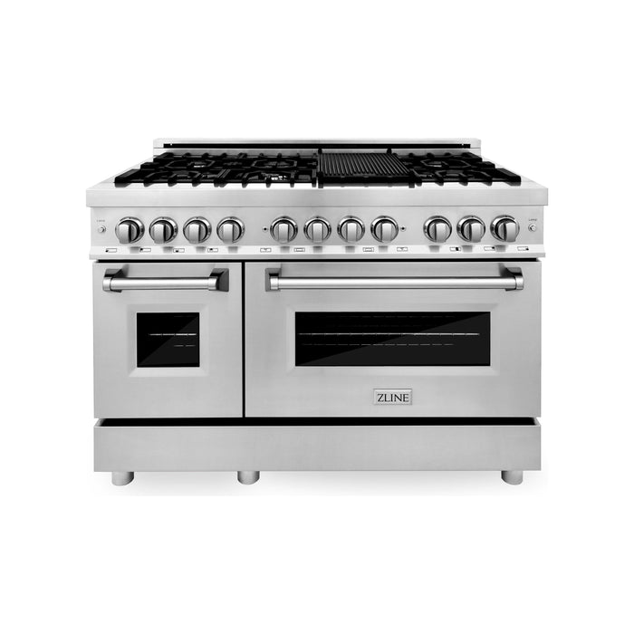 ZLINE 48 In. 6.0 cu. ft. Gas Burner, Electric Oven with Griddle in Stainless Steel, RA-GR-48