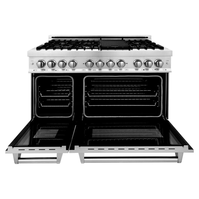 ZLINE 48 In. 6.0 cu. ft. Gas Burner, Electric Oven with Griddle in Stainless Steel, RA-GR-48