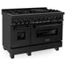 ZLINE 48 In. 6.0 cu. ft. Range with Gas Stove and Gas Oven in Black Stainless Steel with Brass Burners, RGB-BR-48