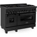 ZLINE 48 In. 6.0 cu. ft. Range with Gas Stove and Gas Oven in Black Stainless Steel with Brass Burners, RGB-BR-48