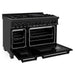 ZLINE 48 In. 6.0 cu. ft. Range with Gas Stove and Gas Oven in Black Stainless Steel with Brass Burners, RGB-BR-48