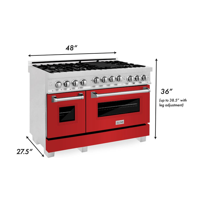 ZLINE 48 In. 6.0 cu. ft. Range with Gas Stove and Gas Oven in DuraSnow® Stainless Steel with Blue Gloss Doors, RGS-BG-48