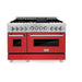 ZLINE 48 In. 6.0 cu. ft. Range with Gas Stove and Gas Oven in DuraSnow® Stainless Steel with Red Matte Doors, RGS-RM-48