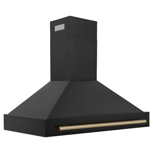 ZLINE 48 in. Autograph Edition Black Stainless Steel Range Hood with Champagne Bronze Handle, BS655Z-48-CB