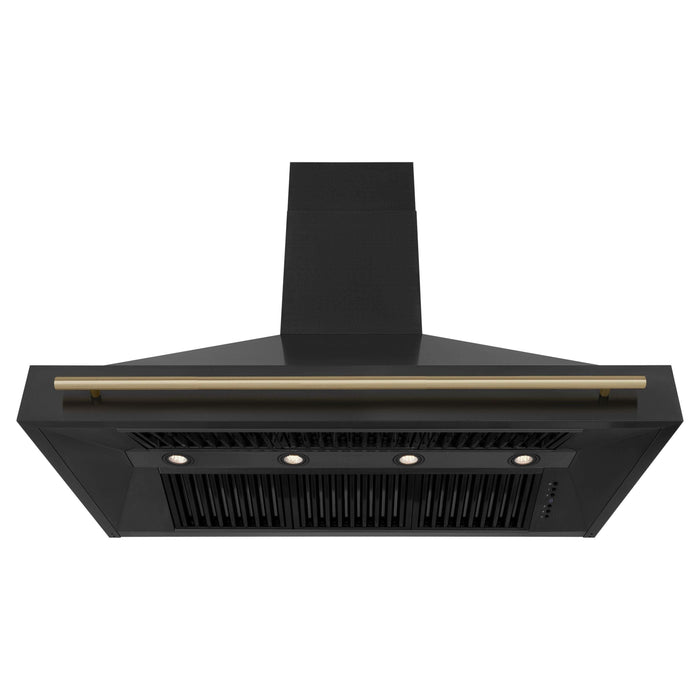 ZLINE 48 in. Autograph Edition Black Stainless Steel Range Hood with Champagne Bronze Handle, BS655Z-48-CB